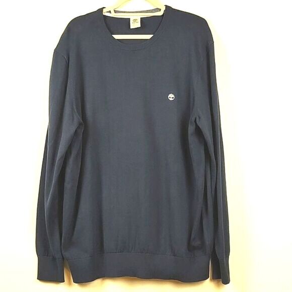 Timberland Men's Navy Blue Cotton Crew Neck Logo Sweater Size XXL - Picture 1 of 9